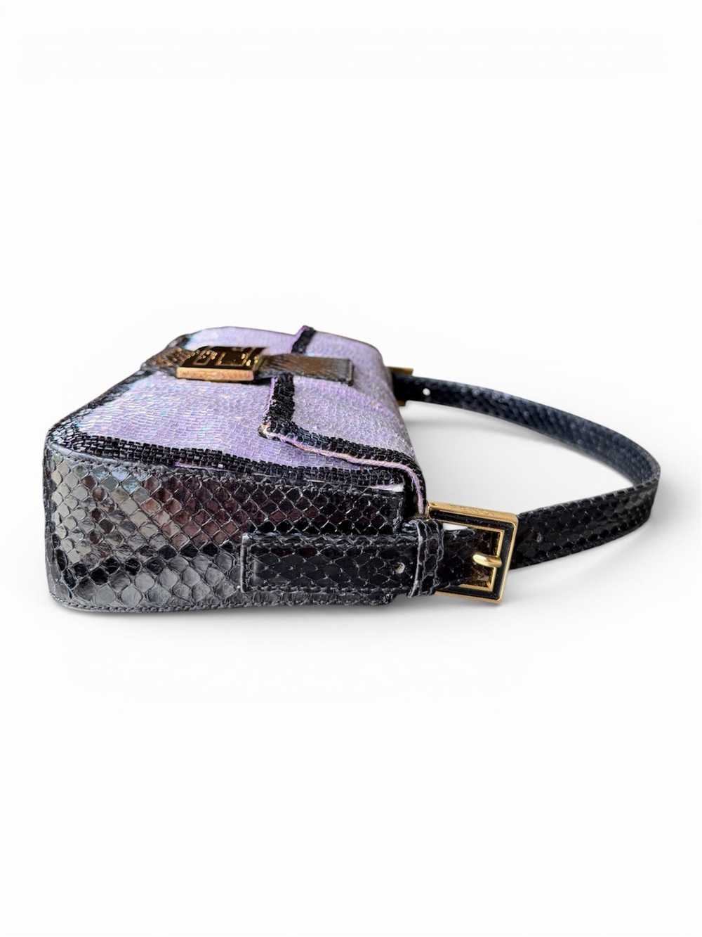 Vintage Fendi Iridescent Lilac Beaded Python Baguette - Picture 5 of 10